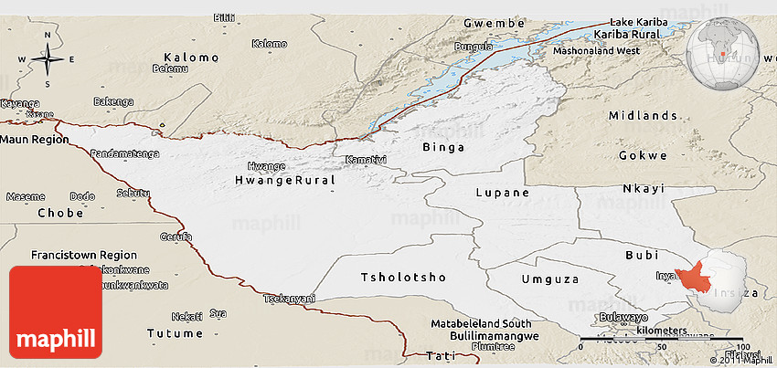 Matabeleland North Province Map Classic Style Panoramic Map Of Matabeleland North