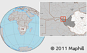 Gray Location Map of VICTORIA FALLS, highlighted country, highlighted parent region