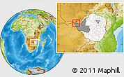 Physical Location Map of VICTORIA FALLS, highlighted country, highlighted parent region, within the entire country