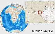 Shaded Relief Location Map of VICTORIA FALLS, highlighted country