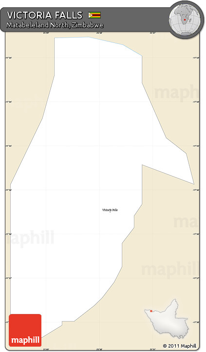 Classic Style Simple Map of VICTORIA FALLS, single color outside