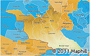 Physical 3D Map of Matabeleland South, political shades outside