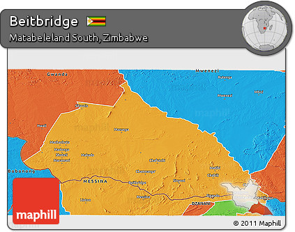 Political 3D Map of Beitbridge
