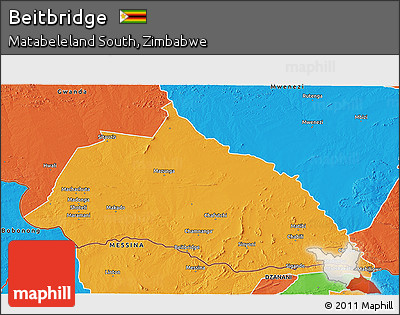 Political 3D Map of Beitbridge