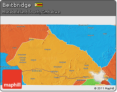 Political 3D Map of Beitbridge
