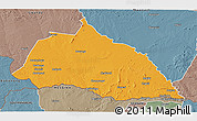Political 3D Map of Beitbridge, semi-desaturated