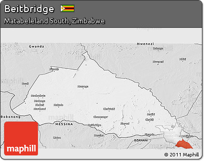 Silver Style 3D Map of Beitbridge