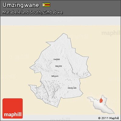 Classic Style 3D Map of Umzingwane, single color outside