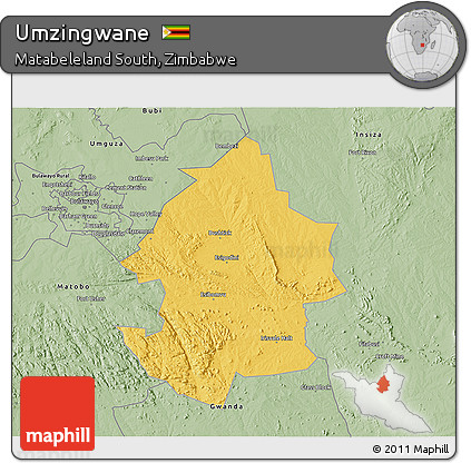 Savanna Style 3D Map of Umzingwane
