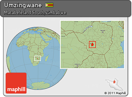 Savanna Style Location Map of Umzingwane