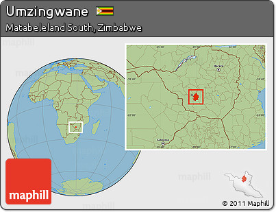 Savanna Style Location Map of Umzingwane
