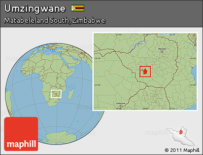 Savanna Style Location Map of Umzingwane