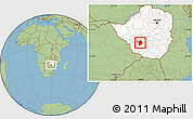 Savanna Style Location Map of Umzingwane, highlighted country
