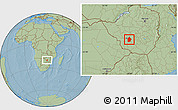 Savanna Style Location Map of Umzingwane, hill shading
