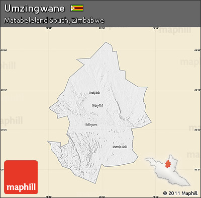 Classic Style Map of Umzingwane, single color outside