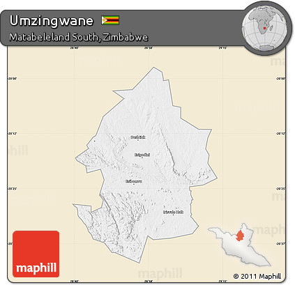 Classic Style Map of Umzingwane, single color outside