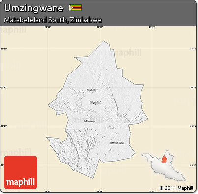 Classic Style Map of Umzingwane, single color outside