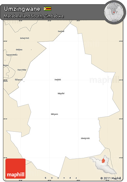 Classic Style Simple Map of Umzingwane