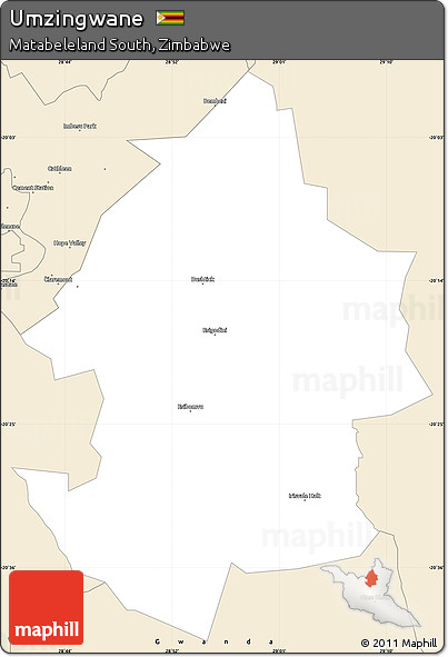 Classic Style Simple Map of Umzingwane