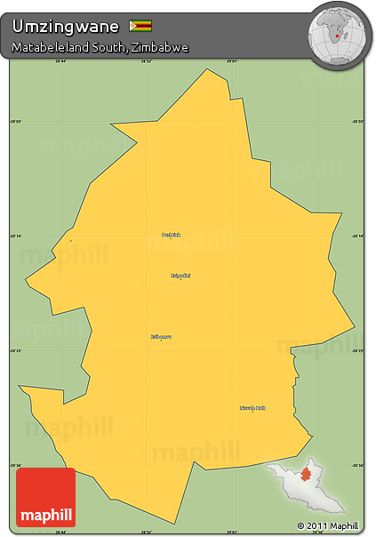 Savanna Style Simple Map of Umzingwane, cropped outside