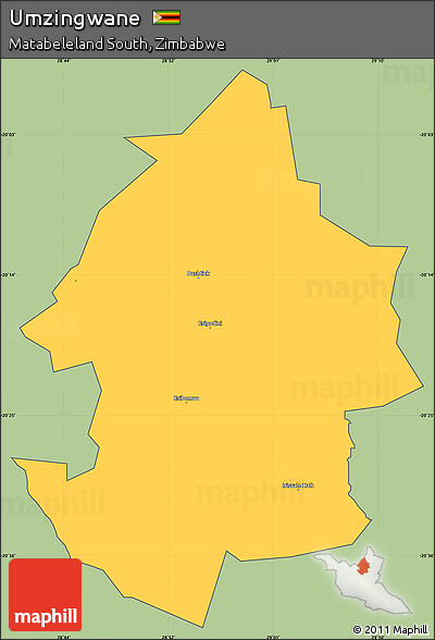 Savanna Style Simple Map of Umzingwane, cropped outside