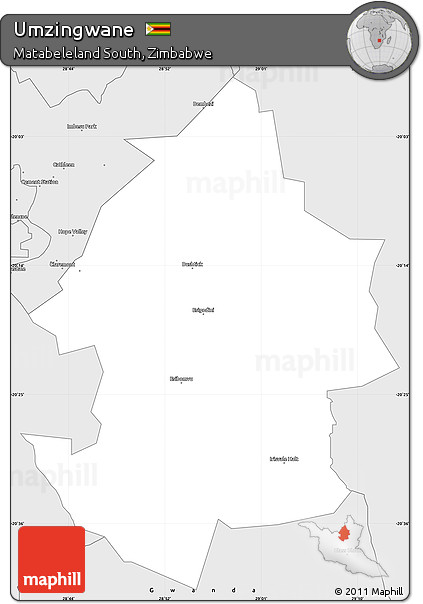 Silver Style Simple Map of Umzingwane