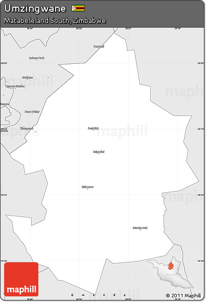Silver Style Simple Map of Umzingwane