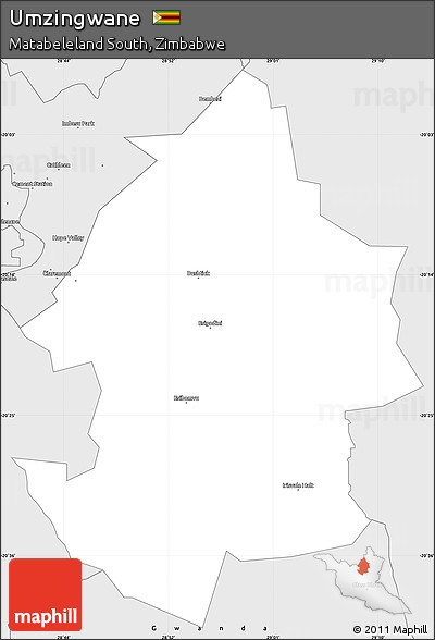 Silver Style Simple Map of Umzingwane