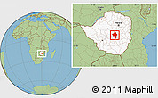 Savanna Style Location Map of Chirumhanzu, highlighted country