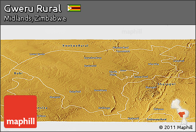 Physical Panoramic Map of Gweru Rural