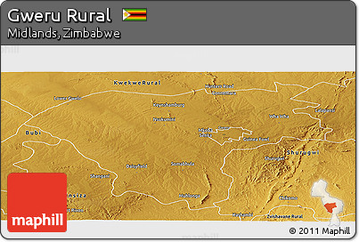 Physical Panoramic Map of Gweru Rural