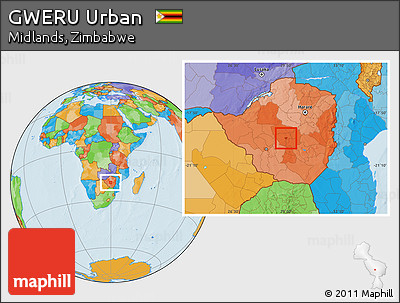 Political Location Map of GWERU Urban