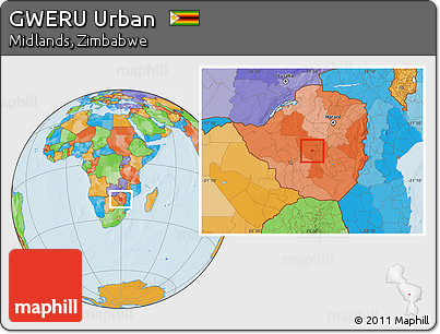Political Location Map of GWERU Urban