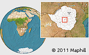 Satellite Location Map of GWERU Urban, highlighted country