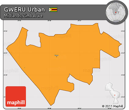 Political Simple Map of GWERU Urban, cropped outside