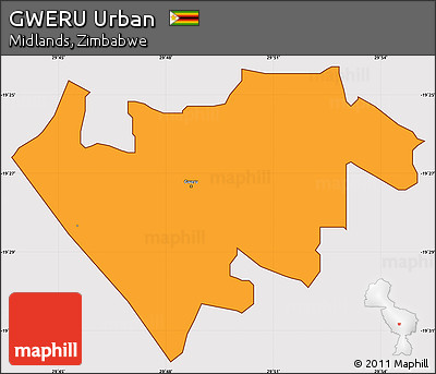 Political Simple Map of GWERU Urban, cropped outside