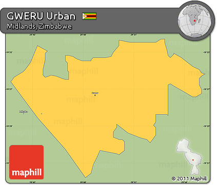 Savanna Style Simple Map of GWERU Urban