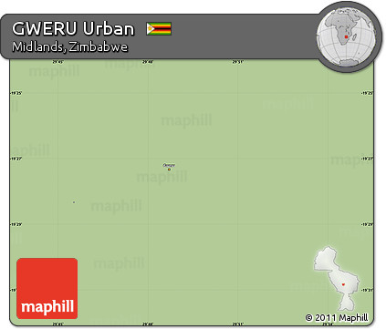 Savanna Style Simple Map of GWERU Urban, single color outside