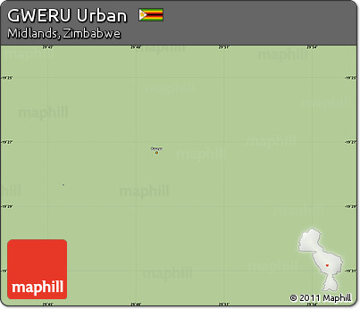 Savanna Style Simple Map of GWERU Urban, single color outside