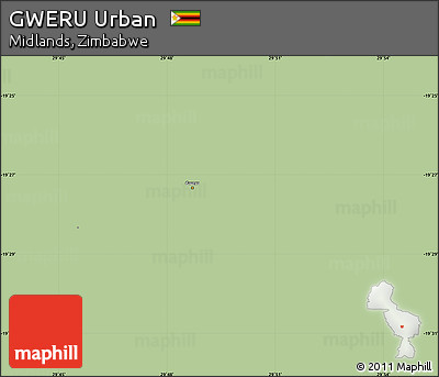 Savanna Style Simple Map of GWERU Urban, single color outside