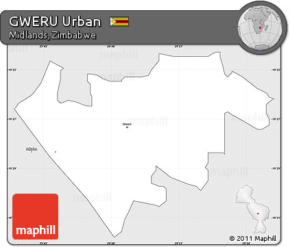 Silver Style Simple Map of GWERU Urban