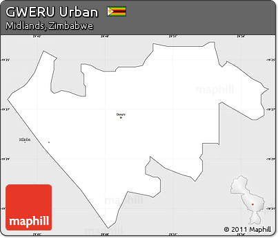 Silver Style Simple Map of GWERU Urban