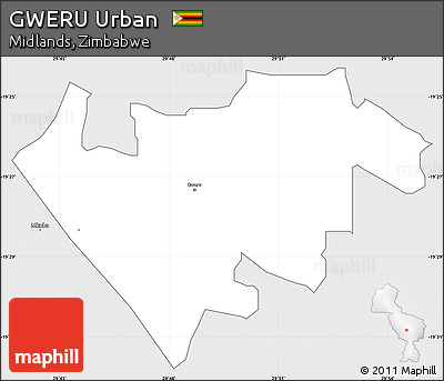 Silver Style Simple Map of GWERU Urban
