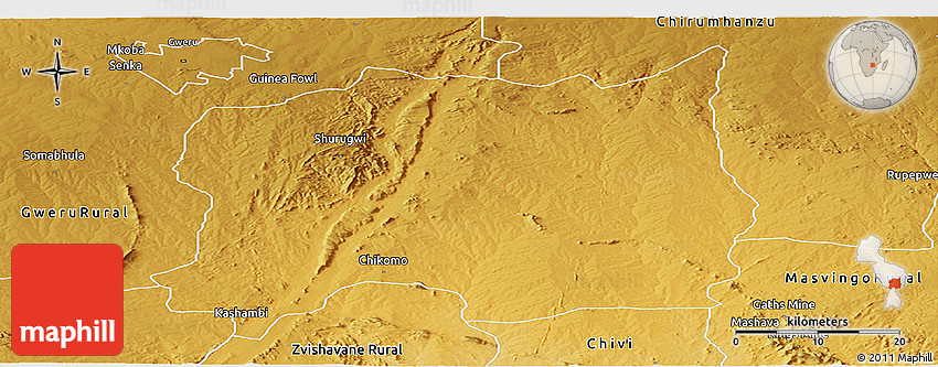 Physical Panoramic Map of Shurugwi