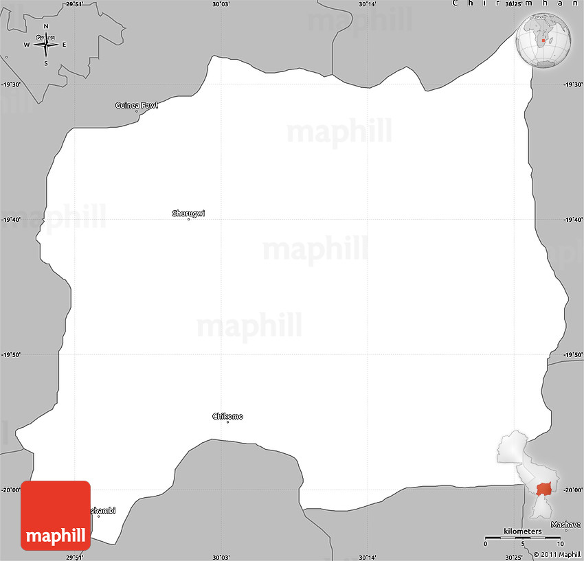 Gray Simple Map of Shurugwi