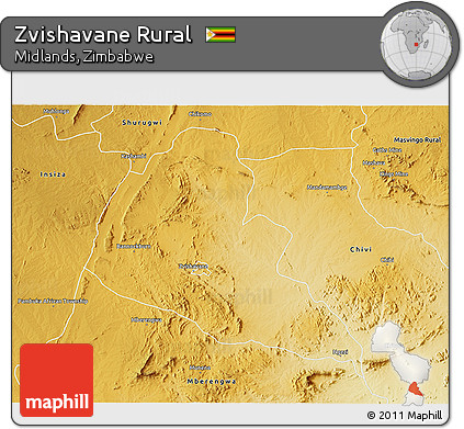 Physical 3D Map of Zvishavane Rural