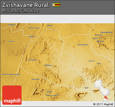 Physical 3D Map of Zvishavane Rural