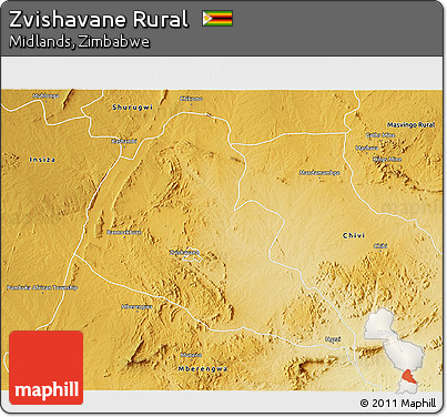 Physical 3D Map of Zvishavane Rural