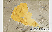 Physical 3D Map of Zvishavane Rural, semi-desaturated