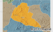 Political 3D Map of Zvishavane Rural, semi-desaturated